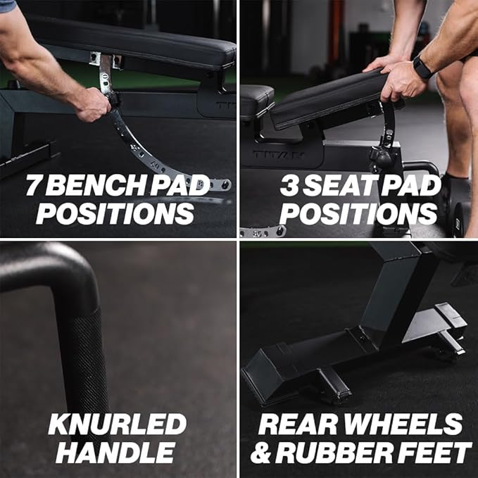 Titan Fitness Performance Series Adjustable Bench, Supports 650 LB Incline, Versatile Utility Bench for Home Gym Weightlifting,Strength Training, Flat, Incline, Upright Positions