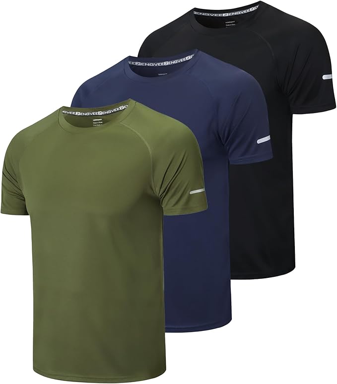 frueo Men's 1/3 Pack Workout Shirts Quick Dry Moisture Wicking Short Sleeve Mesh Athletic T-Shirts
