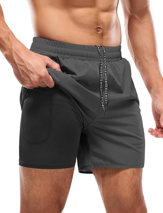Aolesy Men's 5''/7'' Running Shorts Quick Dry Workout Gym Shorts with Pockets, Tennis Training Athletic（Linerless & Liner）