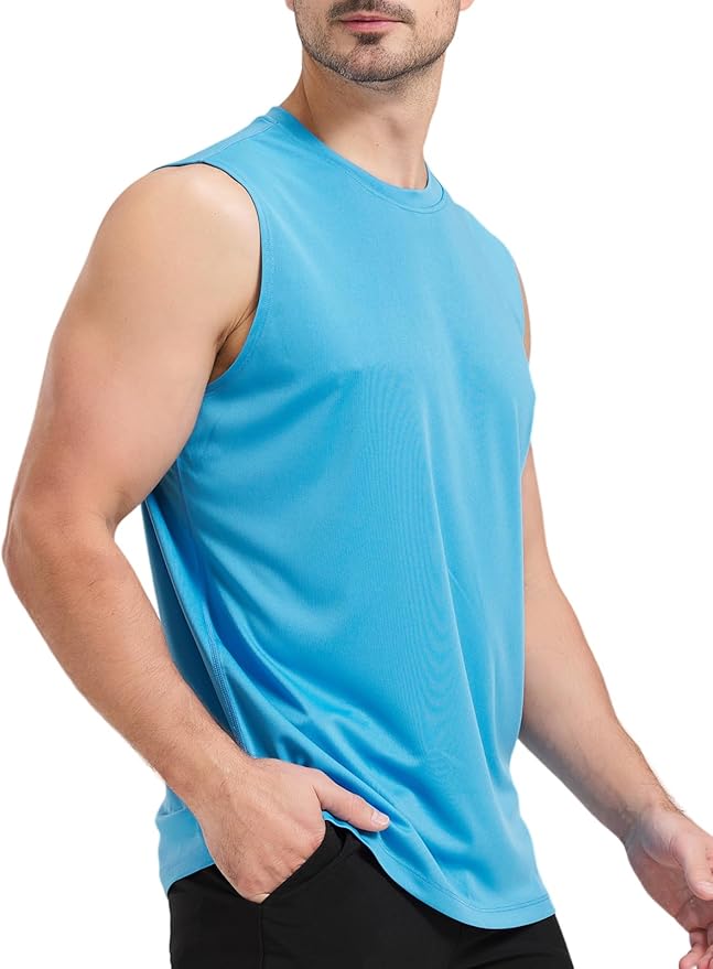 Men's Sleeveless UPF 50+ Swim Shirts Quick Dry Workout Tank Top UV Protection Running Gym Muscle T Shirts