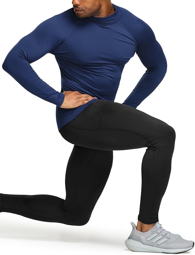 TSLA Men's Thermal Long Sleeve Compression Shirts, Mock/Turtleneck Winter Sports Running Base Layer Top