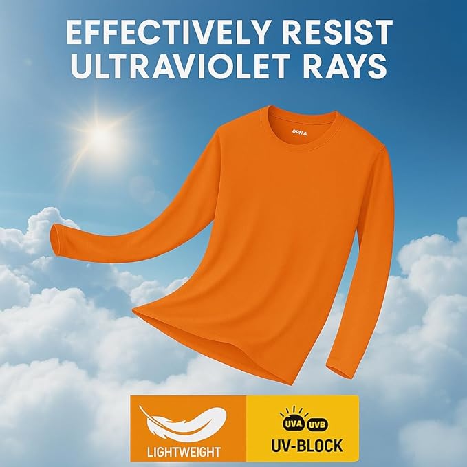 Men's Long Sleeve Moisture Wicking Athletic Shirts, Dry Fit Long Sleeve UV Protection Shirts Men for Workout, Running, Hiking