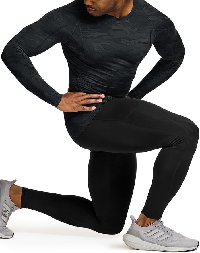 TSLA Men's UPF 50+ Compression Shirts, Cool Dry Long Sleeve Athletic Tops, Sports Baselayer Workout Shirt