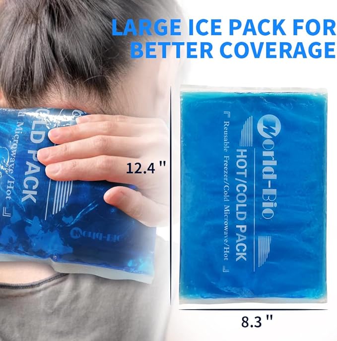 Extra Large Gel Ice Packs for Injuries Reusable Gel Cold Compress for Shoulder, Knee, Back and Neck - Hot and Cold Packs for Pain, Injury, Surgery - Flexible Ice Pack for Injury - 8.3" x 12.4"