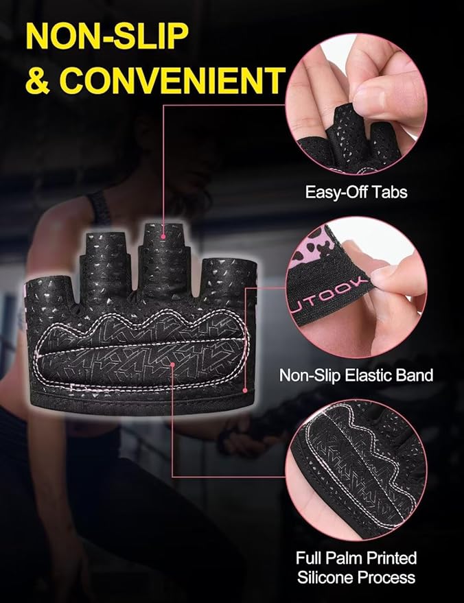 KUTOOK Weight Lifting Workout Gloves for Men/Women, 3mm XRD Padding Grip Gym Gloves, Breathable Partial Gloves for Calluses, Weightlifting Gloves for Exercise, Kettlebell, Pull-Ups, Cross Training