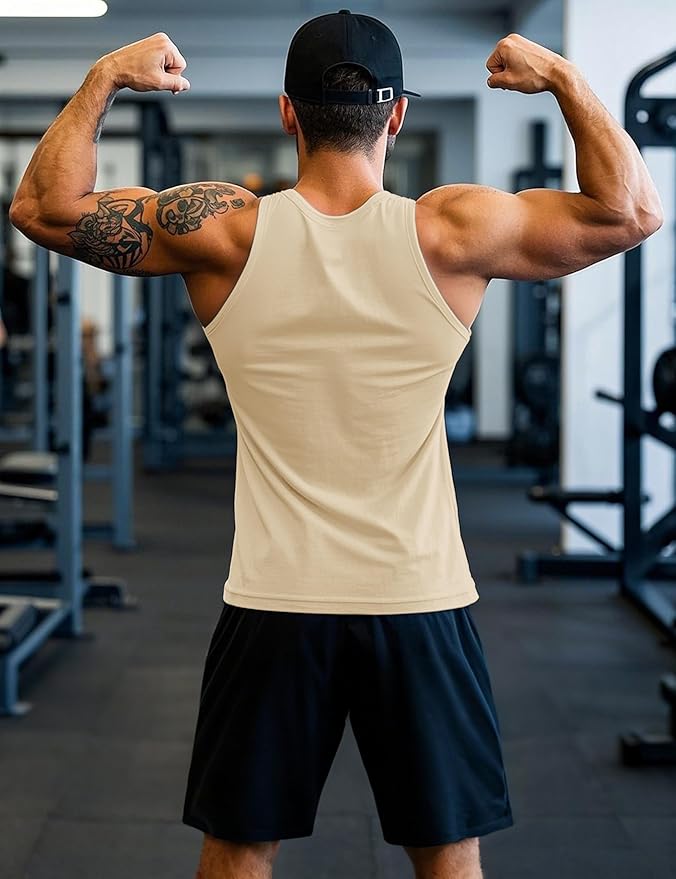 MAGCOMSEN Mens Workout Tank Tops Undershirt Cotton Muscle Athletic Sleeveless Shirts for Gym