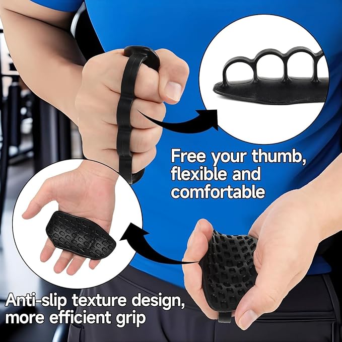 Workout Gloves for Men and Women,Anti-Slip Workout Grips,Rubber Gym Grips Pads for Palm Protection with Storage Box（Black）