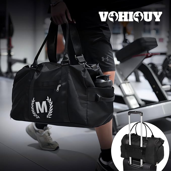 Gym Bag for Women & Men, Travel Duffle Bag with Wet Pocket & Shoes Compartment, Personalized Present for Men& women Teenager Girls Initial Birthday Gifts for Mom Dad Friends