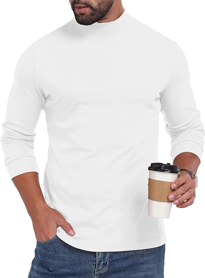 Sailwind Men's Mock Turtleneck Long Sleeve Shirt Cotton Basic Thermal Undershirt Lightweight Pullover