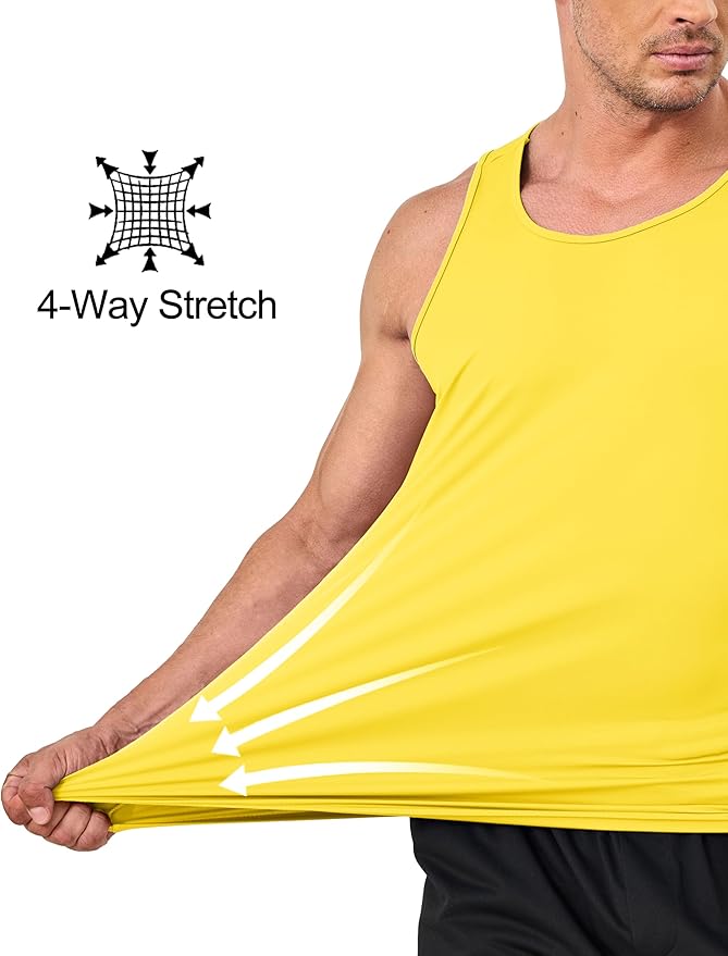 KEFITEVD Men's Workout Tank Tops Sleeveless Quick Dry UPF 80+ Summer Sun Shirts for Running Swim Gym Beach