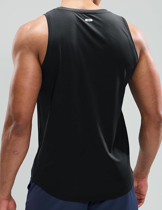 MIER Men's Tank Tops Workout Sleeveless Tee Shirts Muscle Athletic Gym Running Beach Tanks for Men, Quick Dry