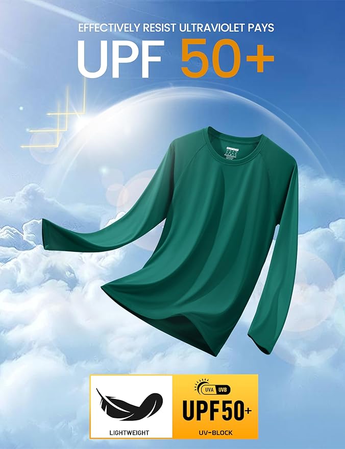 MAGCOMSEN Men's Long Sleeve Shirts UPF 50+ UV Sun Protection Athletic Shirts for Hiking Running Workout Rash Guard