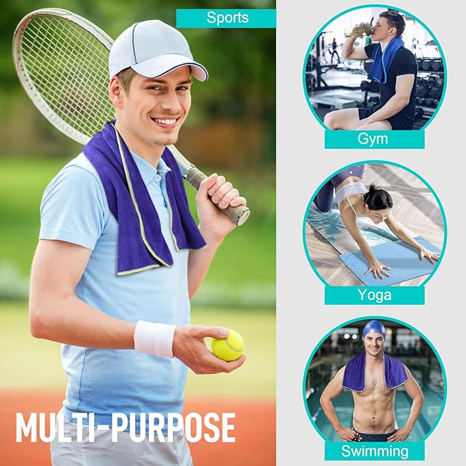 SINLAND Microfiber Gym Towels Sports Fitness Workout Sweat Towel Super Soft and Absorbent 3 Pack 16 Inch X 32 Inch