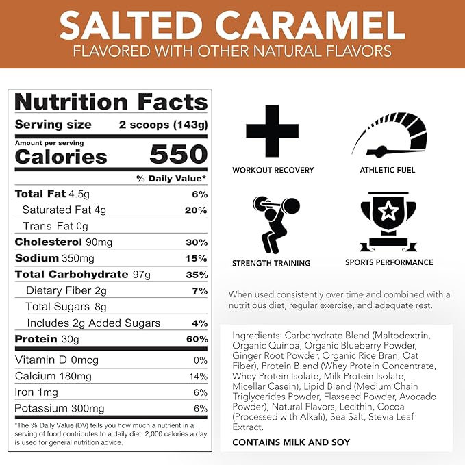 RIVAL NUTRITION Naturally Flavored Clean Gainer (5lb, Salted Caramel)