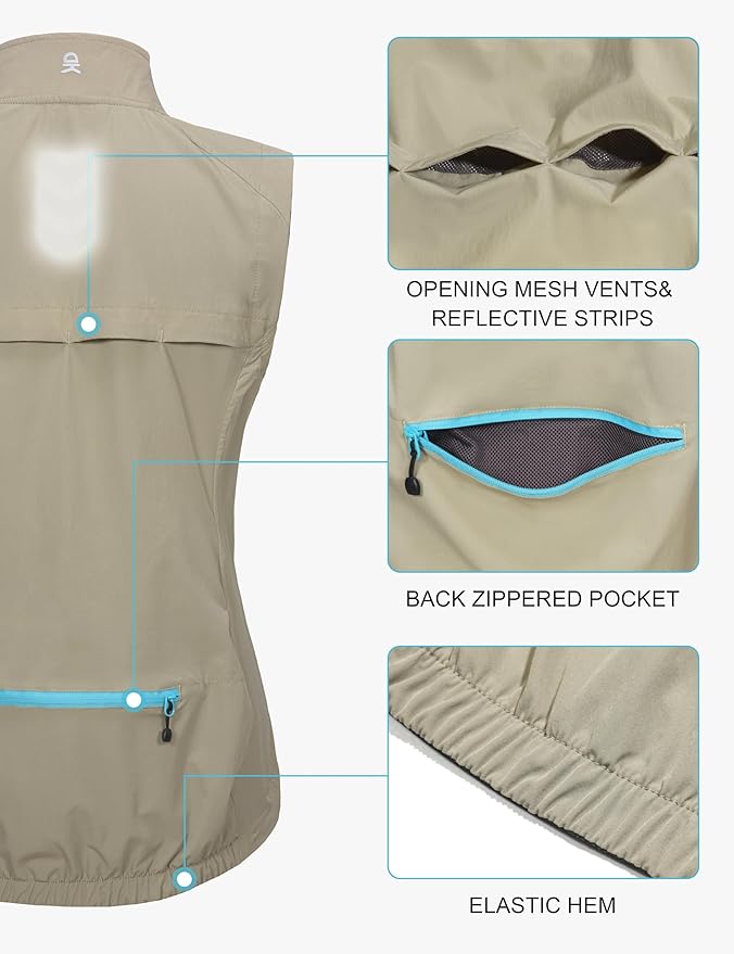 Little Donkey Andy Women's Lightweight Quick Dry Vest Summer Windproof Sleeveless Elastic Jacket for Golfing Cycling Running