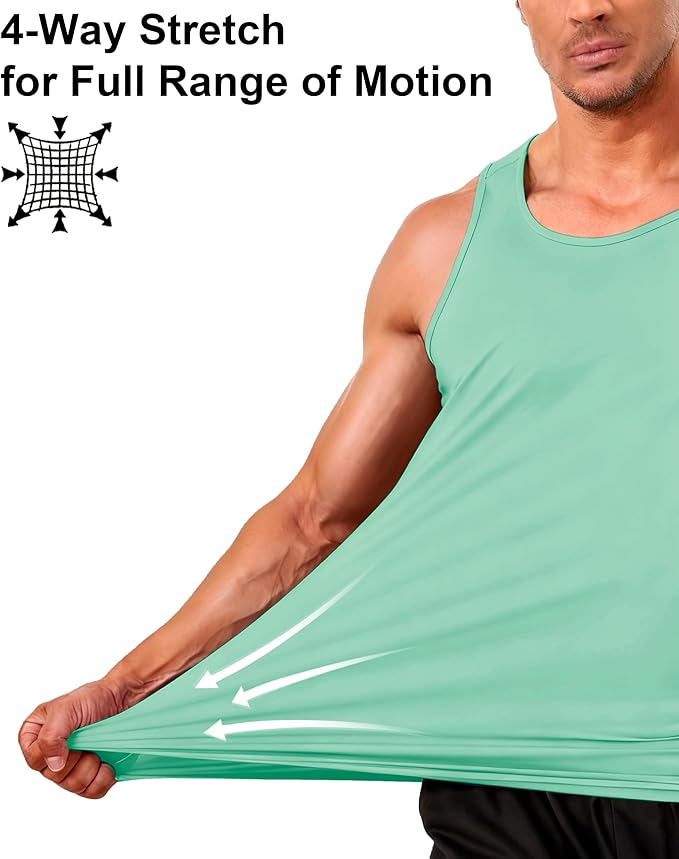 Boladeci Men's Tank Top Workout Athletic Quick Dry UPF 50+ Sun Protection Lightweight Summer Beach Gym Sleeveless Shirts