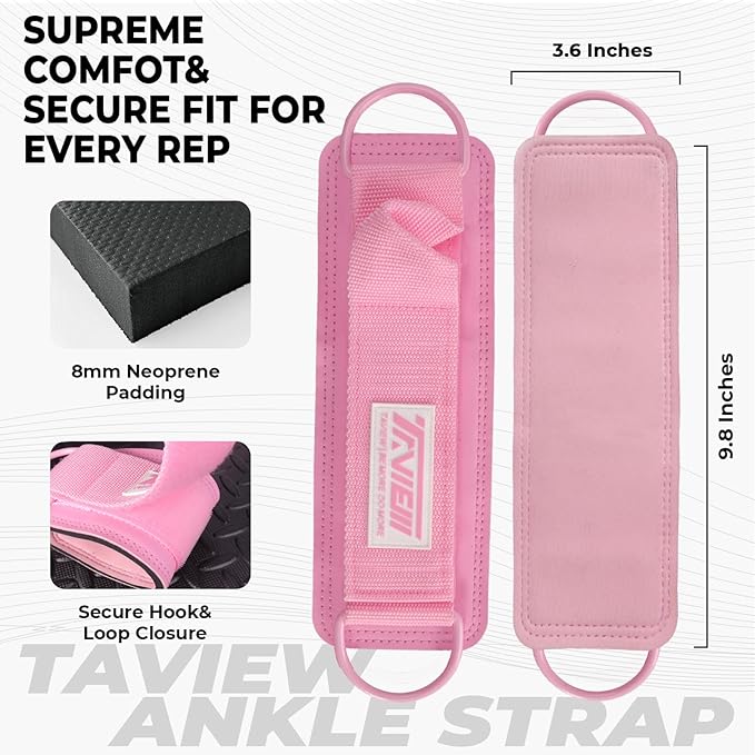 TAVIEW Ankle Straps Cable Machine Attachment for Gym - Cable Kickback Ankle Straps - Padded Ankle Cuffs for Glute Kickbacks and Leg Workouts