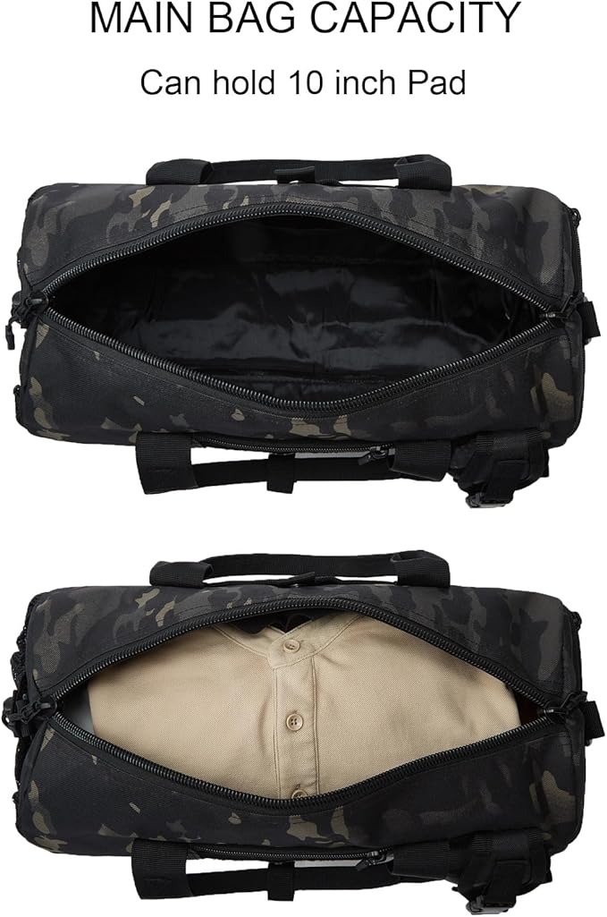 ArcEnCiel Small Tactical Duffle Bag Men Gym Pack Military Molle Shoulder Bags Shoes Storage Sports Handbag with Patch (Black Camo)