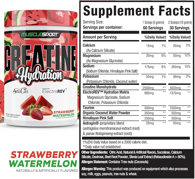 Musclesport Creatine Hydration 300g (Strawberry Watermelon)