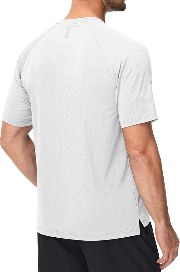 MAGCOMSEN Men's Dry Fit Shirts Mesh Short Sleeve Athletic Lightweight Workout Performance Hiking Shirt