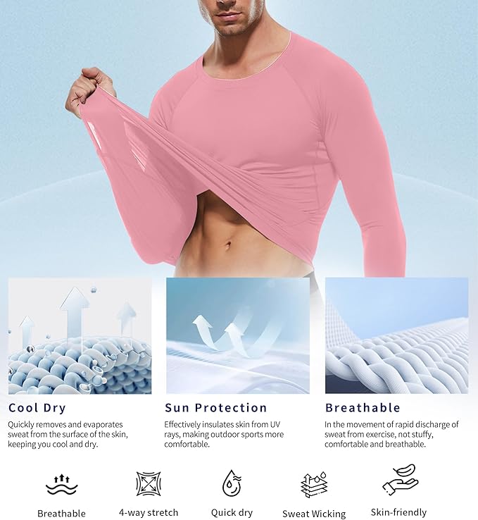 Compression Shirt Men Long Sleeve Quick Dry T-Shirt Athletic Workout Base Layer Running Sports Gym Undershirts