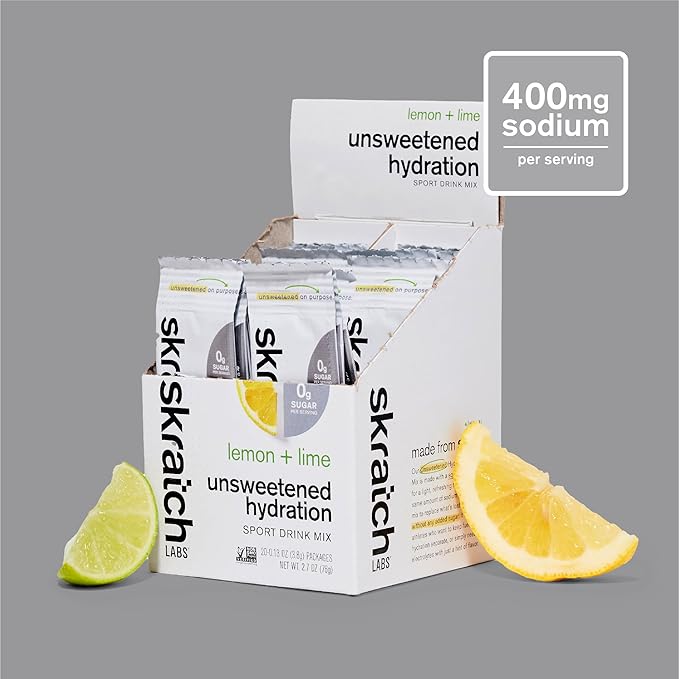 Skratch Labs Unsweetened Hydration Sport Drink Mix | Sugar Free | Electrolytes Booster | Lemon + Lime - 20 Servings | Non-GMO, Vegan, Kosher, Keto, Paleo