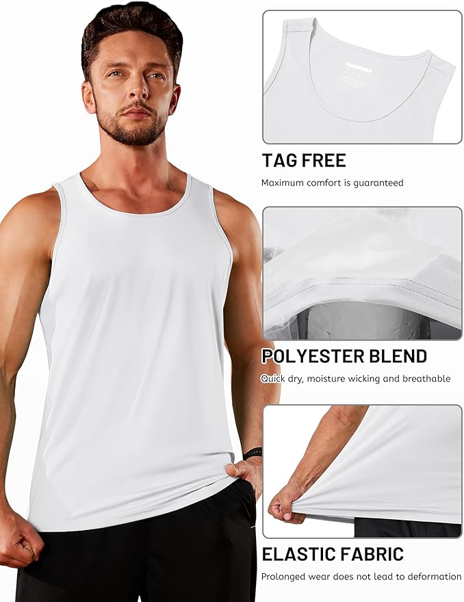 TACVASEN Men's Workout Tank Tops Sleeveless UPF 50+ Summer Sun Shirts Quick Dry for Running Swim Gym Beach