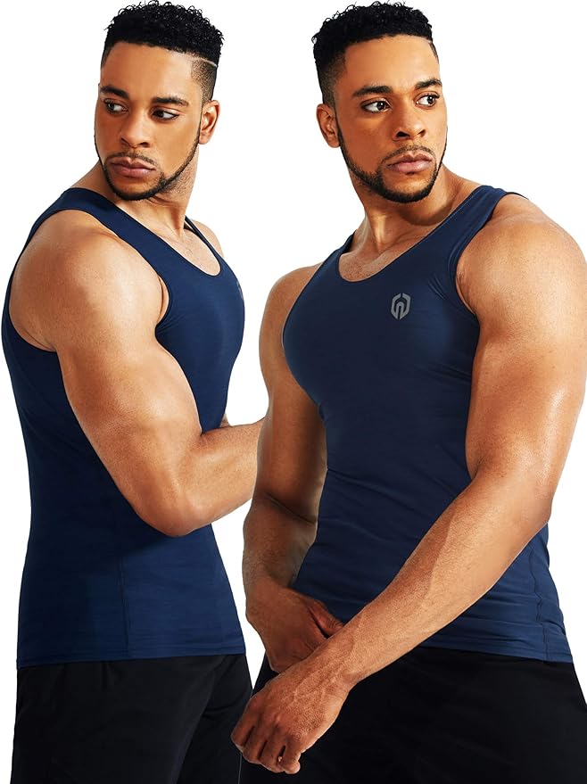 NELEUS Men's 3 Pack Dry Fit Compression Tank Top