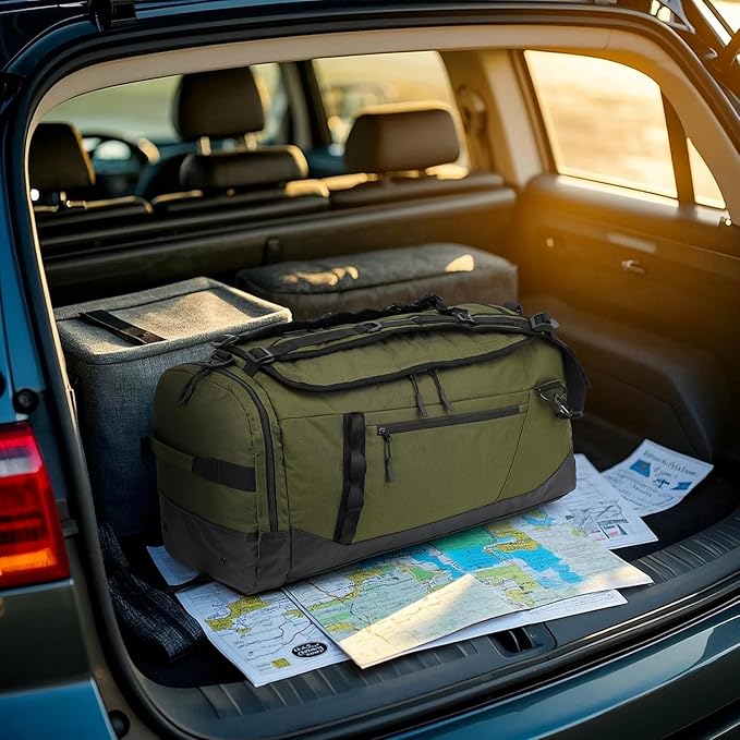 Large Travel Duffle Bag Backpack for Men Women 70L Big Sports Gym Bag with Shoe Compartment Heavy Duty Duffel Bags with Padded Straps for Weekend Overnight Camping, Green