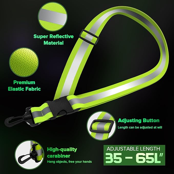 Reflective Sash for Walking at Night, High Visibility Reflective Running Gear Night Walking Safety Gear for Men Women Kids, Reflective Sash with 2 Pcs Reflective Armbands for Running Walking