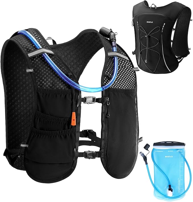 ECOHUB Running Hydration Vest Backpack,Lightweight Breathable Pack with 2L Water Bladder Bag Daypack for Hiking Trail Running Cycling Race Marathon for Women Men
