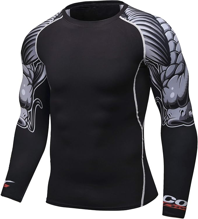 Men's Soft Fit Long Sleeve Workout Rashguard Cool Dry Compression Fitness Shirt