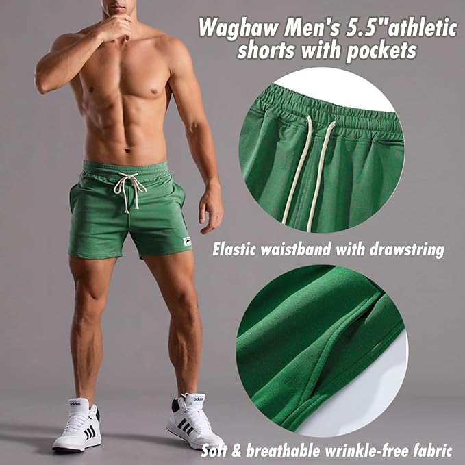 Mens 5 Inch/7 Inch Cotton Shorts Mens Sweat Athletic Shorts for Men Gym Worket Shorts with Pockets