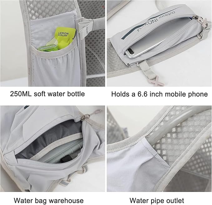 INOXTO Running Hydration Vest ,Lightweight Insulated Pack with 250ml Soft Flask Daypack for Hiking Trail Running Cycling Race Marathon for Women Men