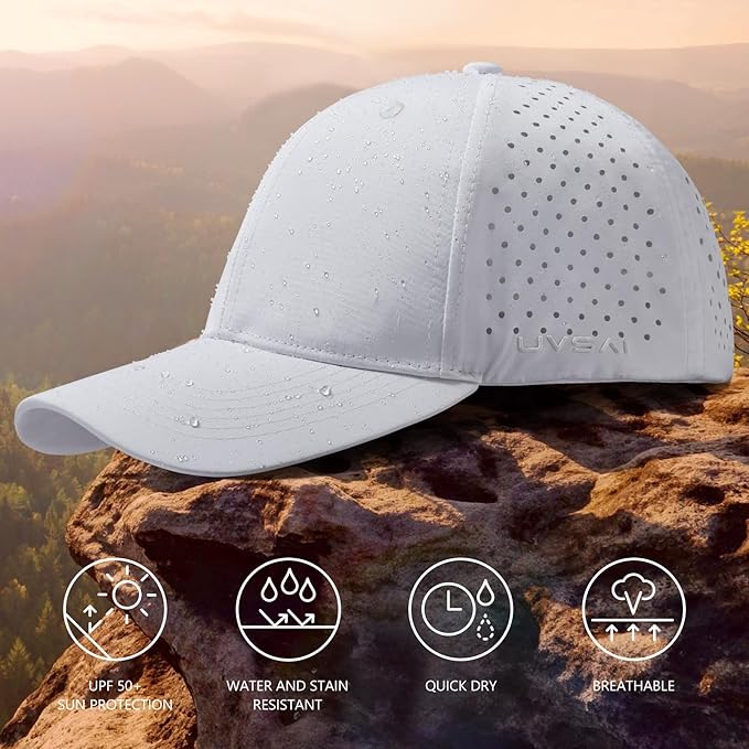 UPF 50+ Performance Water Resistant Baseball Cap Lightweight Breathable Hat Golf Running Boat Hiking for Men Women