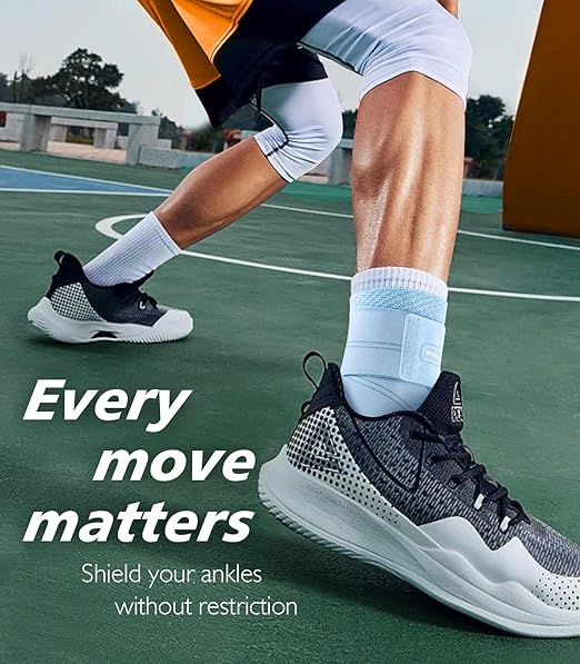 Flat Knitting Ankle Brace For Women&Men, 7-Zone Dynamic Compression Sleeve w/Flex Strap,Foot Support For Sports, Sprained Ankle, Achilles Tendonitis, Plantar Fasciitis Relief(Pack of1) L,Blue