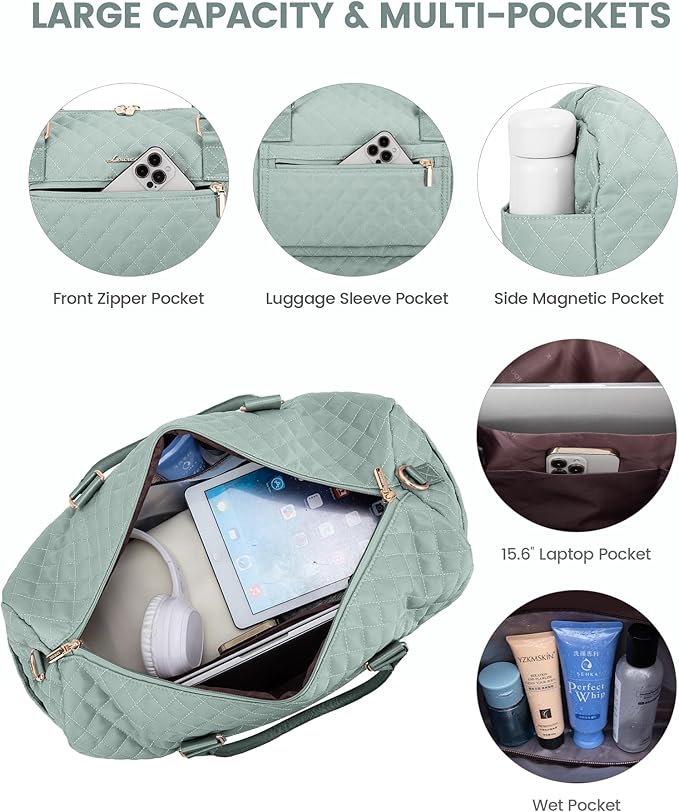 LOVEVOOK Travel Duffle Bag for Women, Weekender Overnight Bag with Shoe Compartment, Carry on Bag with Toiletry Bag, Gym Duffel Bag with Wet Pocket, Hospital Bags for Labor and Delivery 3 Pcs Set