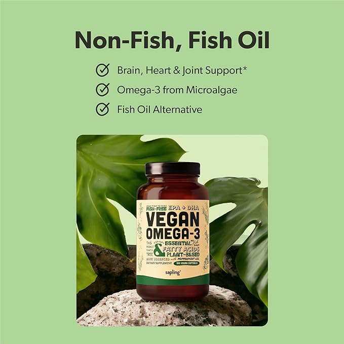 Vegan Omega 3 Supplement - Plant Based DHA & EPA Fatty Acids - Carrageenan Free, Alternative to Fish Oil, Supports Heart, Brain, Joint Health - Sustainably Sourced Algae, Fish Oil Free - 180 Softgels