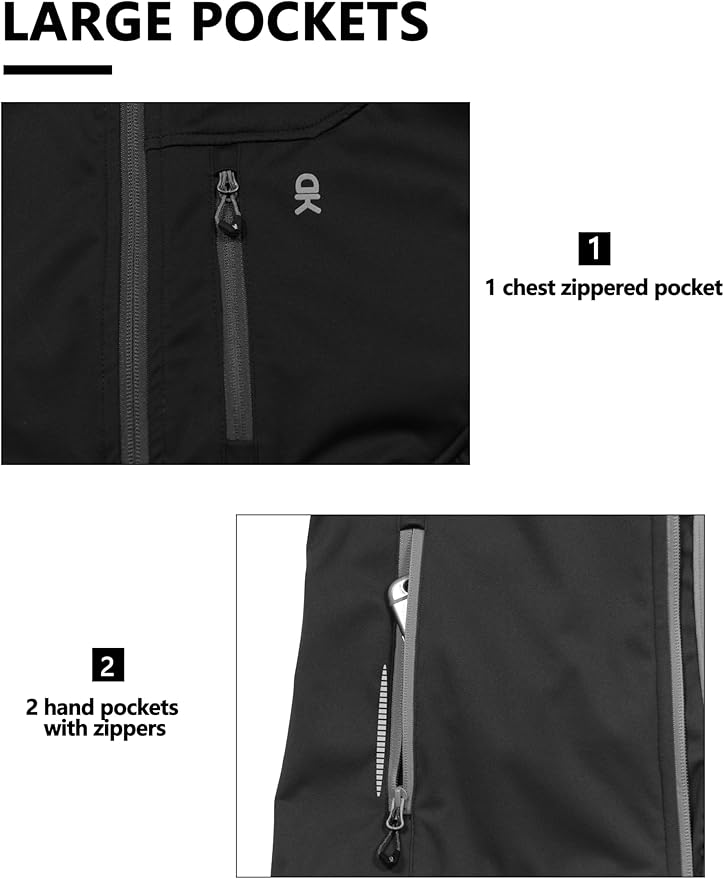 Little Donkey Andy Men's Lightweight Softshell Vest Windproof Sleeveless Jacket for Travel Hiking Running Golf