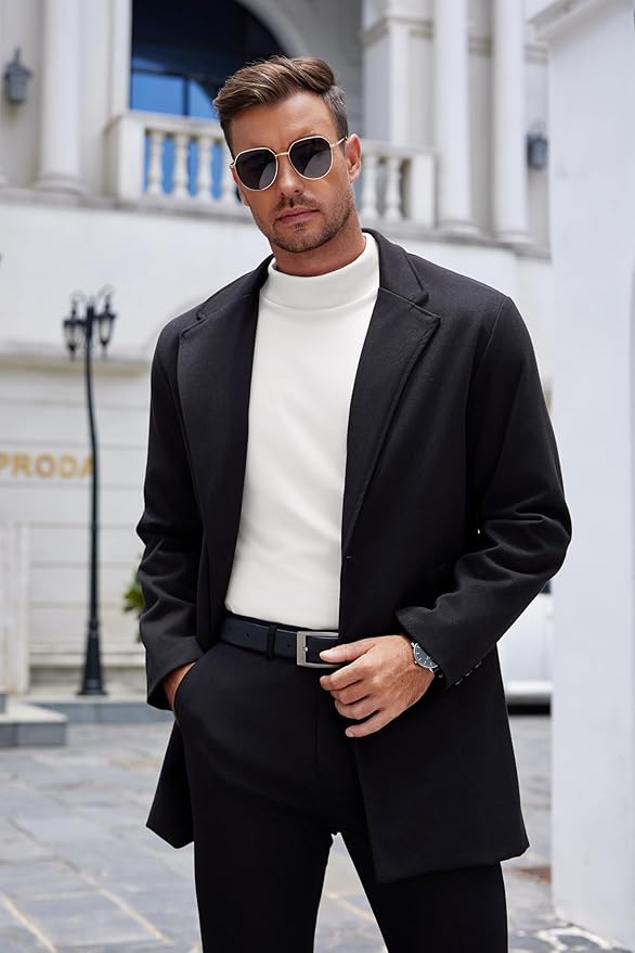 COOFANDY Mens Mock Turtleneck Long Sleeve Shirts Basic Thermal Turtle Neck Undershirt Lightweight Pullover Sweaters Top