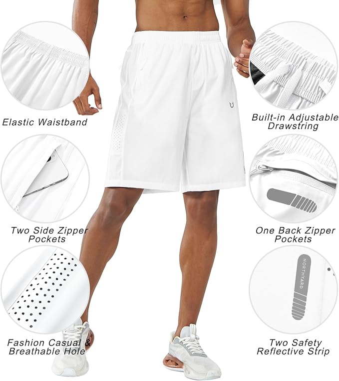NORTHYARD Men's Athletic Running Shorts Quick Dry Workout Shorts 7"/ 5"/ 9" Lightweight Sports Gym Basketball Tennis Hiking