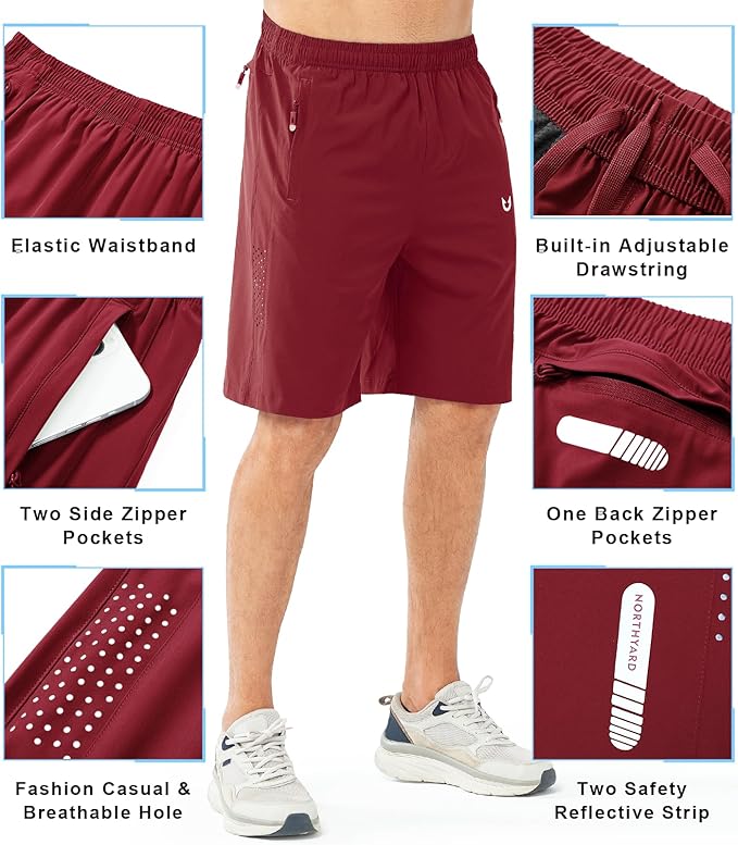 NORTHYARD Men's Athletic Running Shorts Quick Dry Workout Shorts 7"/ 5"/ 9" Lightweight Sports Gym Basketball Tennis Hiking
