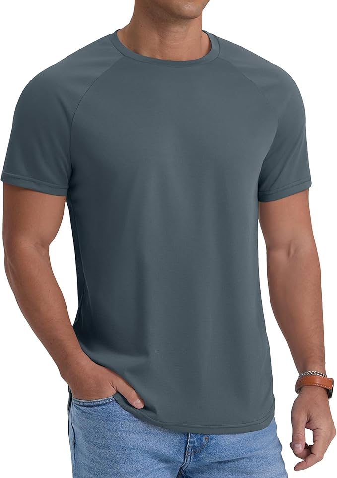 Askdeer Men's T-Shirt Short Sleeve Quick Dry Shirts Lightweight Workout Athletic Tees for Running, Beach, Hiking