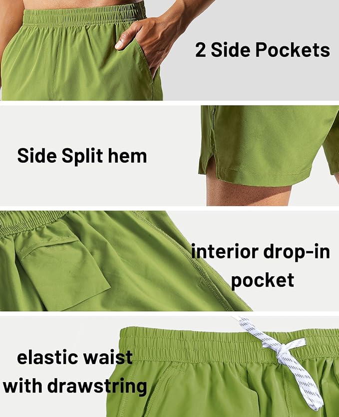 MIER Men's Workout Running Shorts Quick Dry Active 5 Inches Shorts with Pockets, Lightweight, Breathable