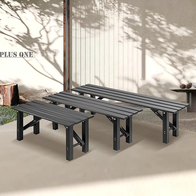 TECSPACE 3-Person Instant Folding Bench, 330 LBS Capacity Lightweight Aluminum Foldable Bench, No Assembly Required