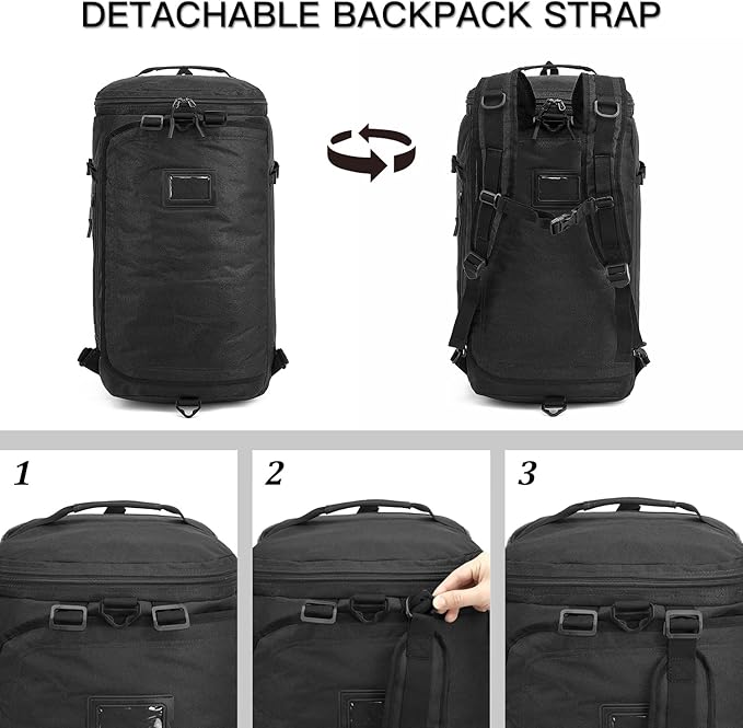 Large Travel Duffle Bag Backpack for Men Women 70L Big Sports Gym Bag with Shoe Compartment Heavy Duty Duffel Bags with Padded Straps for Weekend Overnight Camping, Black