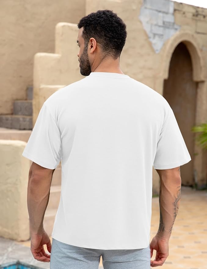 Mens Oversize Short Sleeve T-Shirts Loose Fit Solid Color Lightweight Tee Shirt Athletic Dry Fit Top