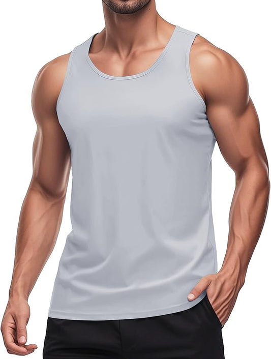 MAGCOMSEN Men's UPF 50+ Tank Top Quick Dry Summer Workout Muscle Sleeveless Shirts for Swim Beach Bodybuilding