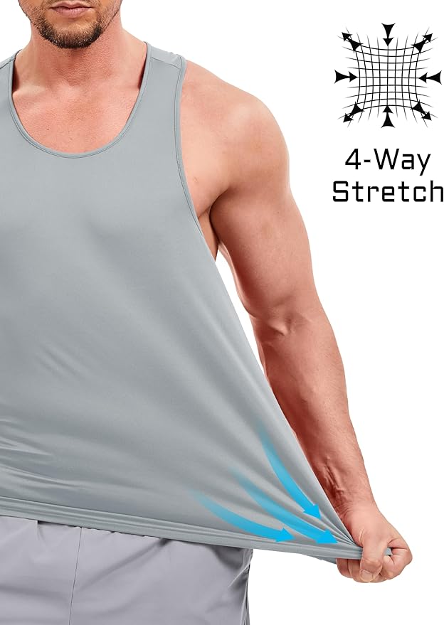 TACVASEN Mens Workout Tank Top UPF 80+ Y-Back Muscle Shirts Quick Dry Sleeveless Tee Shirt for Swim Beach Gym Athletic