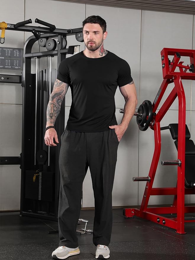 Sumolux 5 Pack Men’s Active Crew Neck T Shirts Quick Dry Athletic Running Gym Workout Short Sleeve Tee Tops Bulk